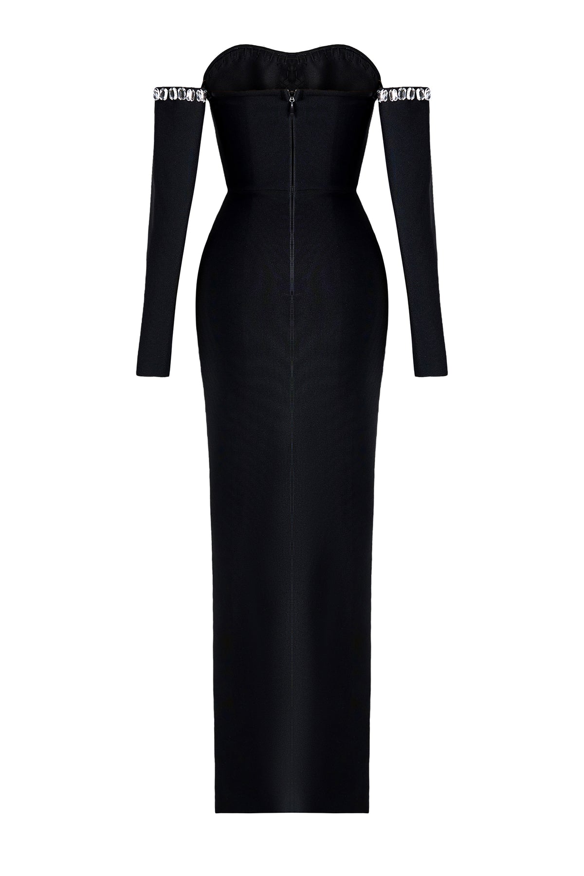 Bandage Rhinestone Off-Shouder Midi Dress
