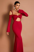 Solid Cut-Out Tie-Up Maxi Dress