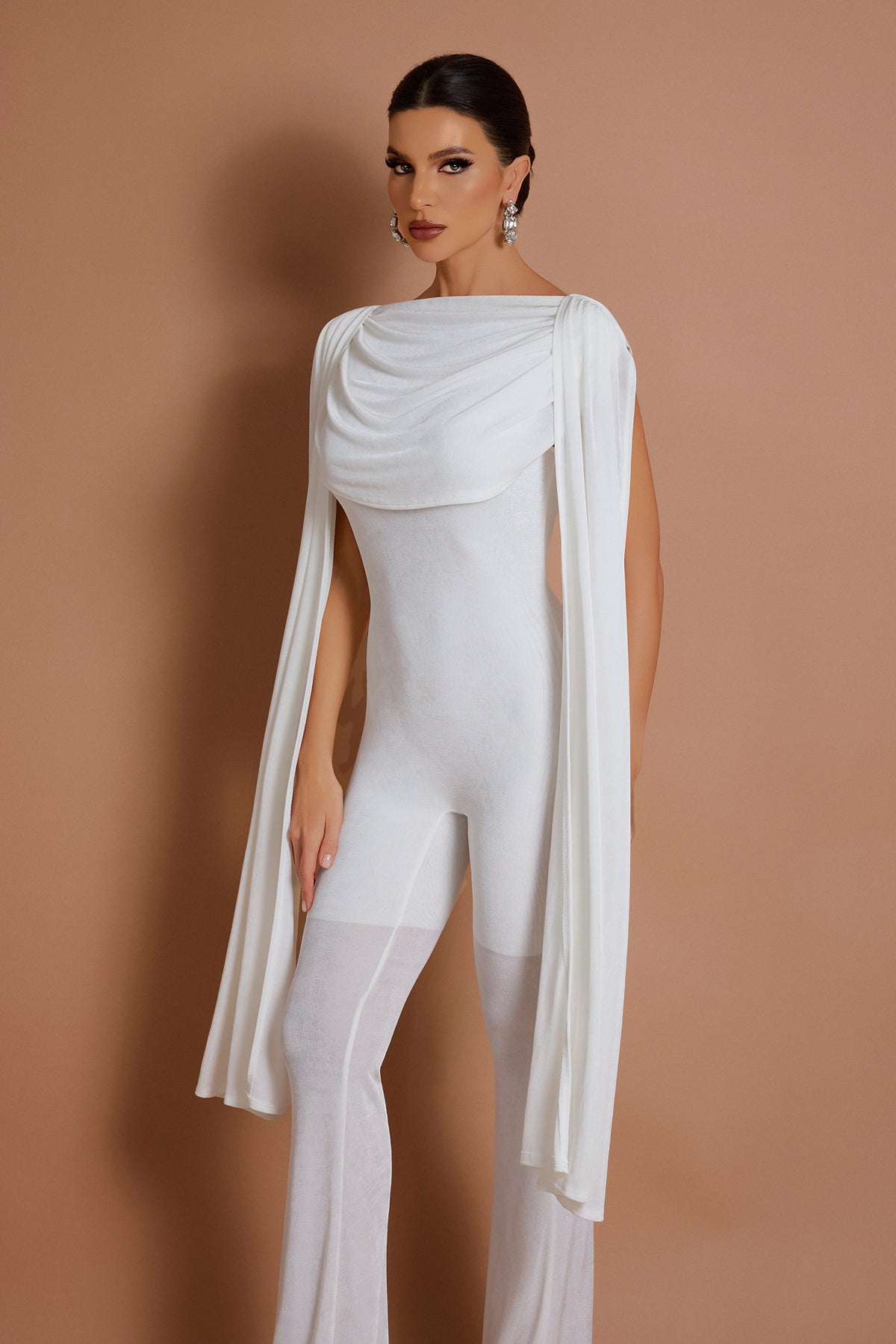 Solid Swing Collar Bell Jumpsuit