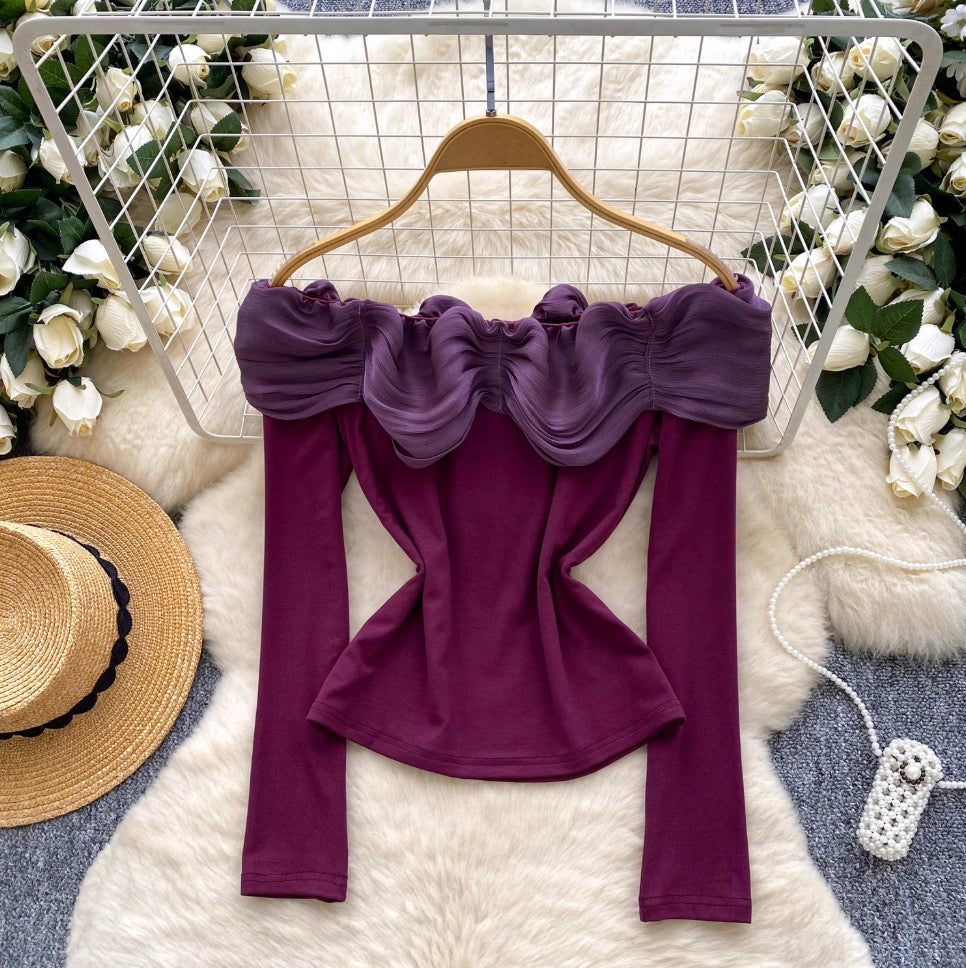 Niche Beaded Off-shoulder Slim Top