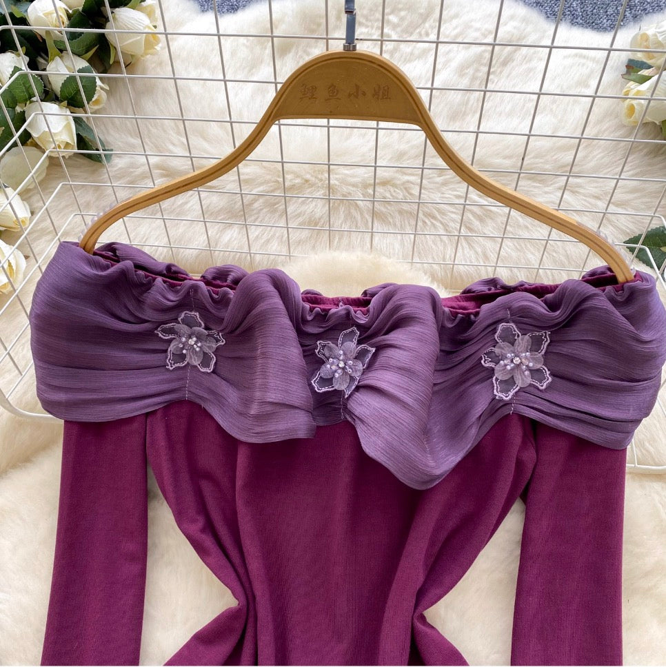 Niche Beaded Off-shoulder Slim Top