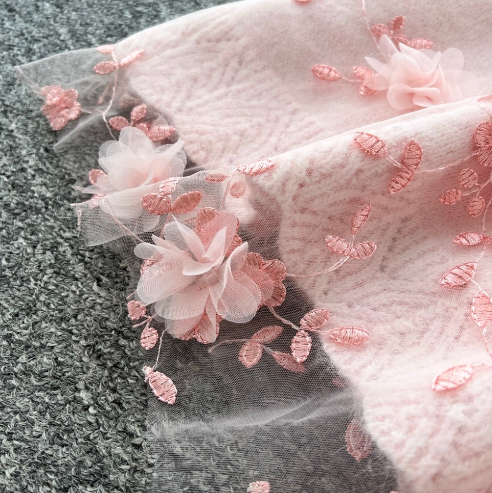 3d Embroidery Cardigan & Skirt 2Pcs