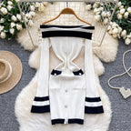 Color-blocking Off-shoulder Knit Dress
