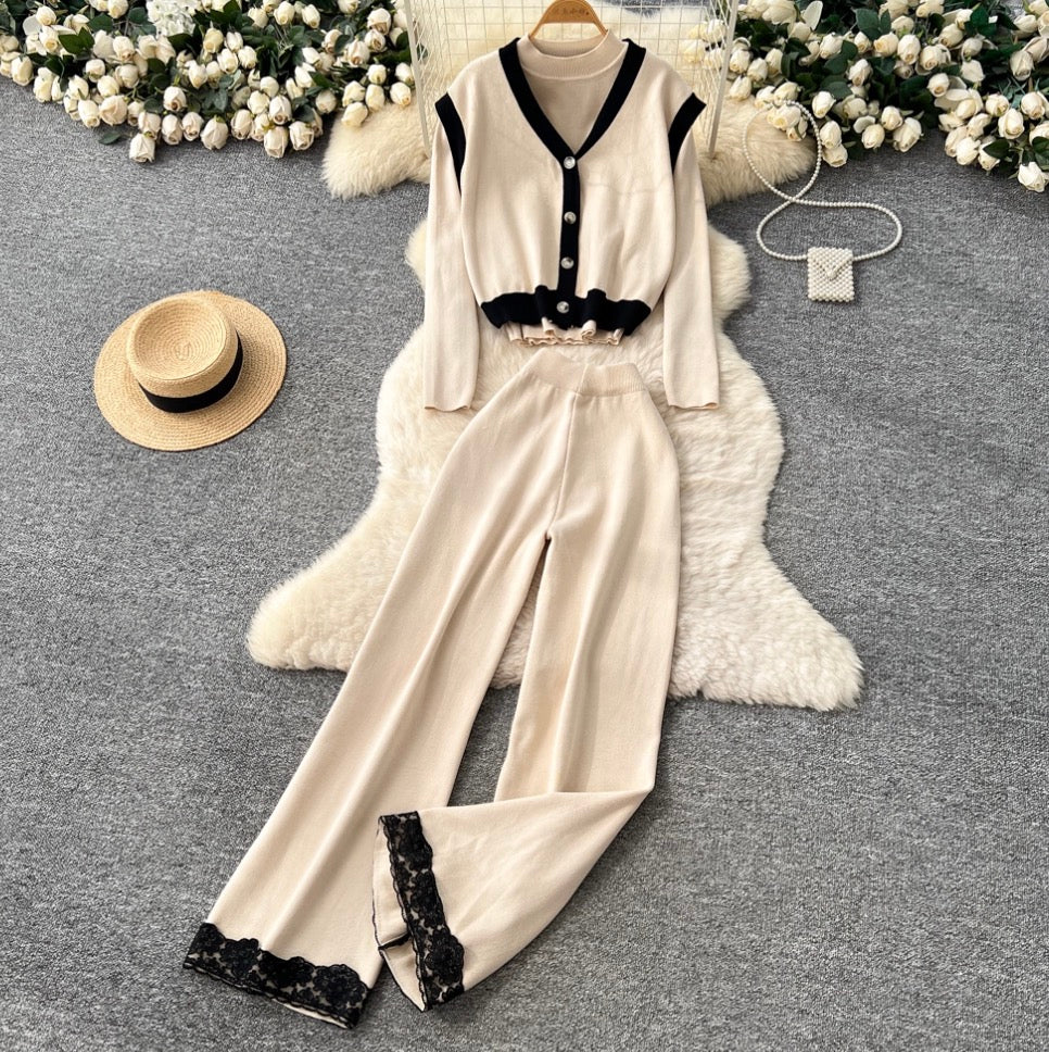 Vest & Sweater & Trousers Knitted 3Pcs