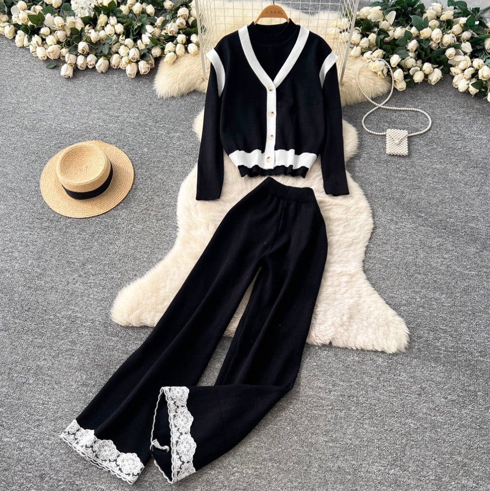 Vest & Sweater & Trousers Knitted 3Pcs