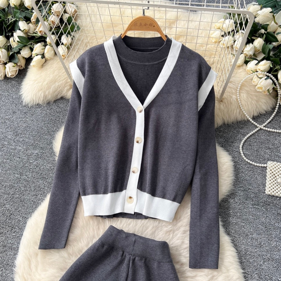 Vest & Sweater & Trousers Knitted 3Pcs