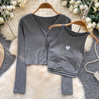 Chic Embroidery Camisole & Cardigan 2Pcs