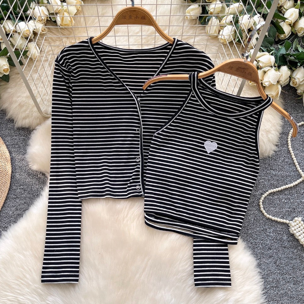Chic Embroidery Camisole & Cardigan 2Pcs