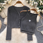 Chic Embroidery Camisole & Cardigan 2Pcs