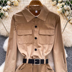 Niche Design Khaki Shirt Dress