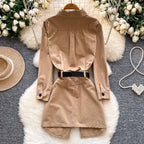 Niche Design Khaki Shirt Dress
