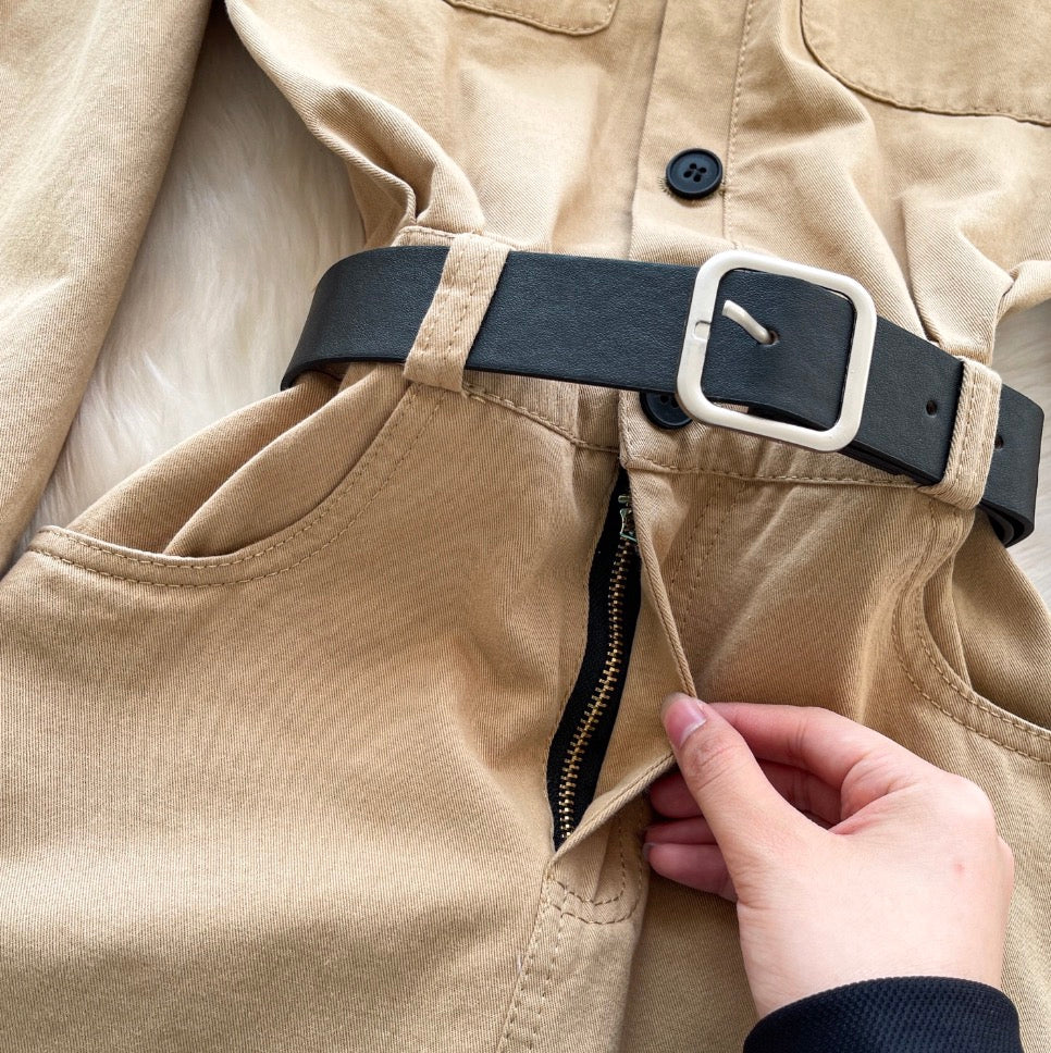 Niche Design Khaki Shirt Dress