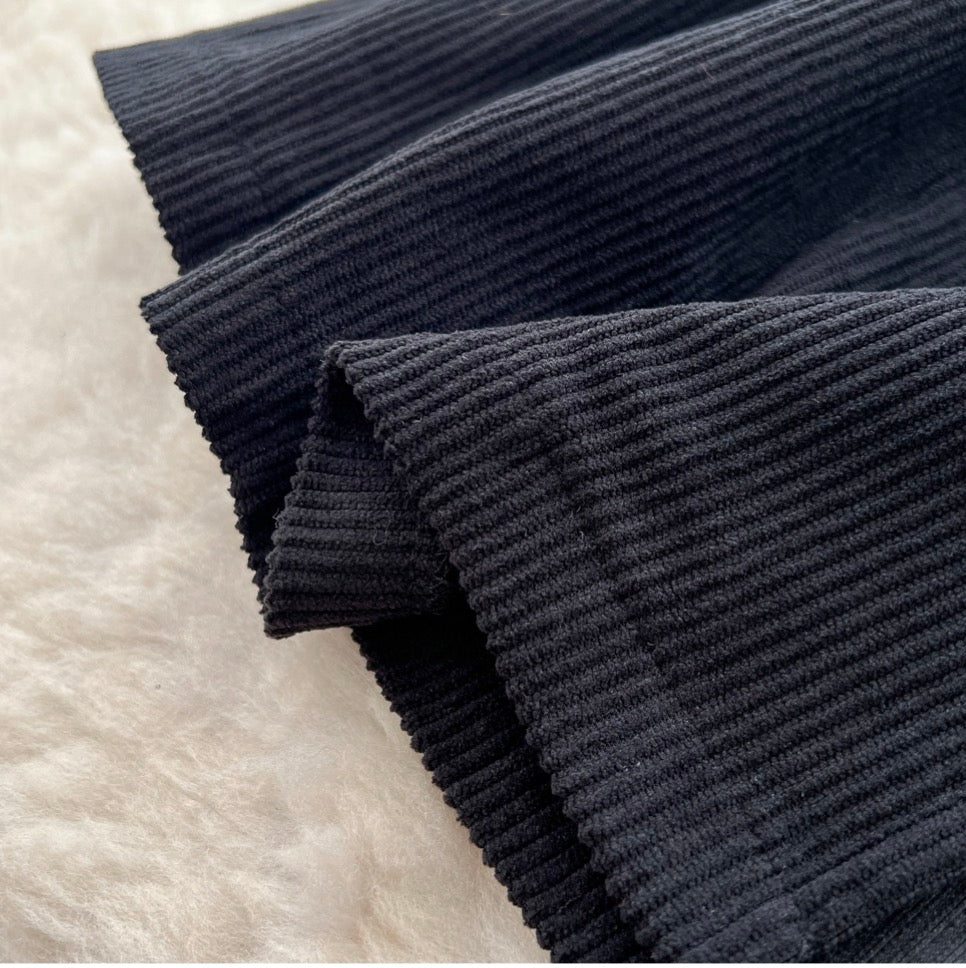 Vintage Single-breasted Black Shirt Dress
