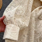 Courtly Apricot Hollowed Embroidery Dress