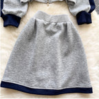 Color-blocking Hoodie & Skirt 2Pcs
