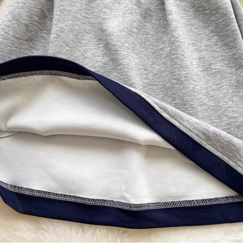 Color-blocking Hoodie & Skirt 2Pcs