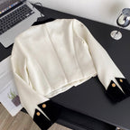 Color-blocking Striped Tweed Cardigan