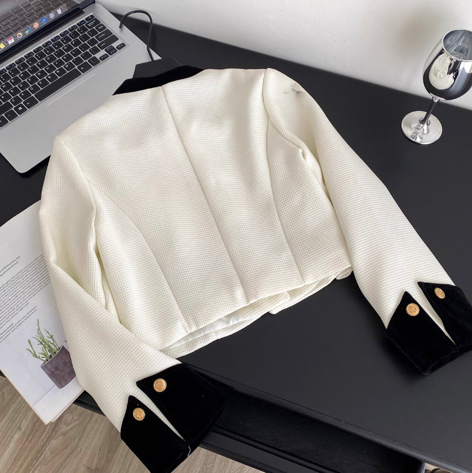 Color-blocking Striped Tweed Cardigan