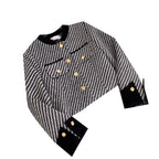 Color-blocking Striped Tweed Cardigan