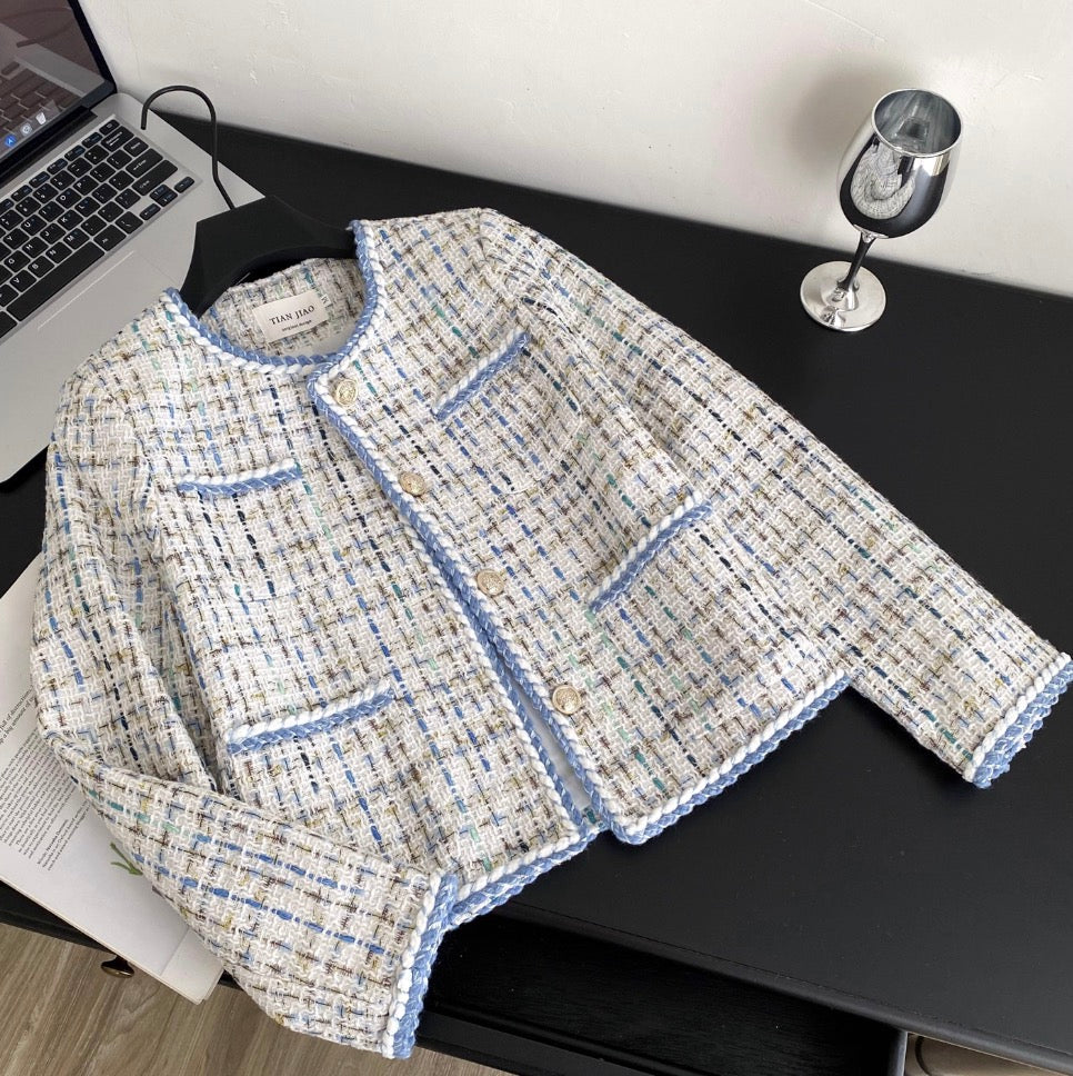 Premium Color-blocking Tweed Cardigan