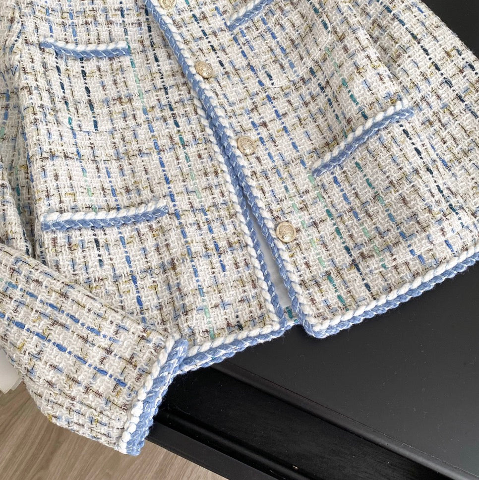 Premium Color-blocking Tweed Cardigan