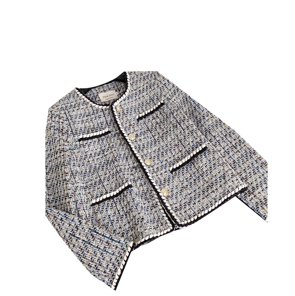 Premium Color-blocking Tweed Cardigan