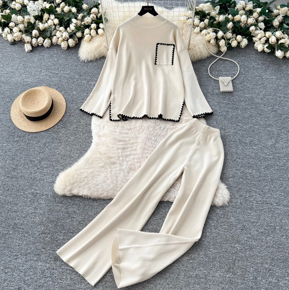 Loose-fit Sweater & Trousers Knitted 2Pcs