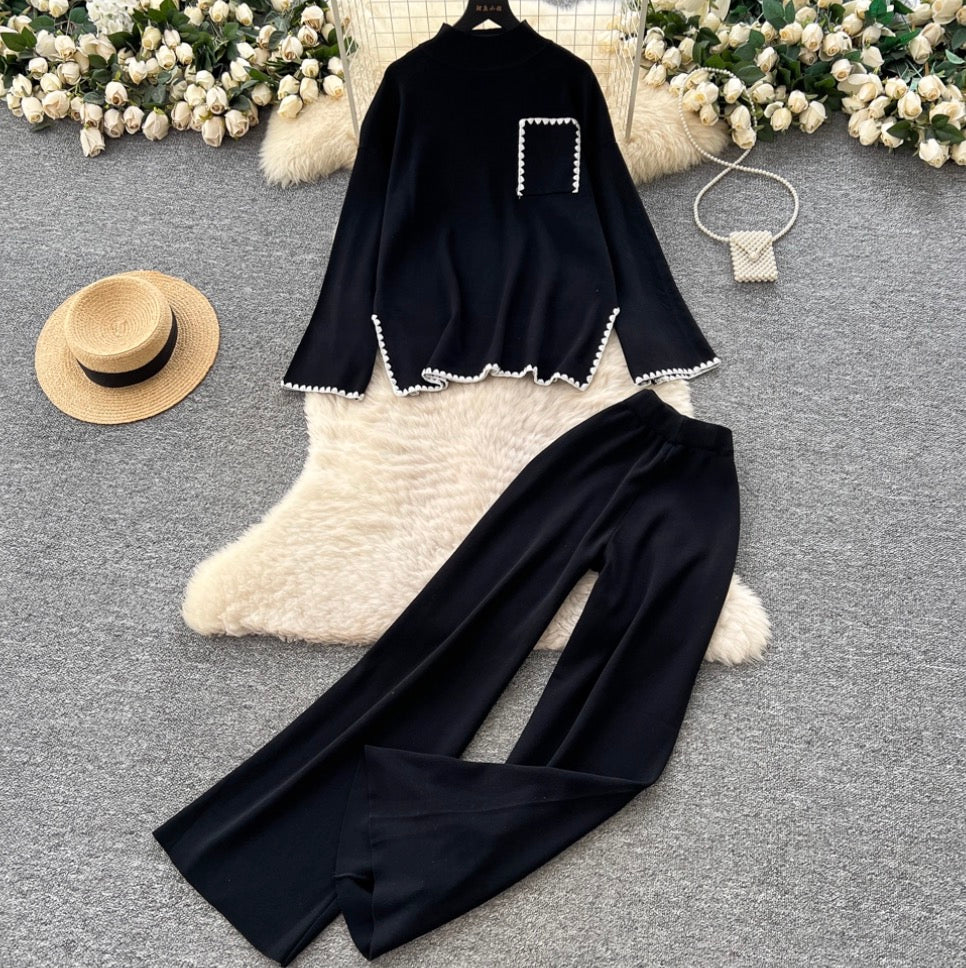 Loose-fit Sweater & Trousers Knitted 2Pcs