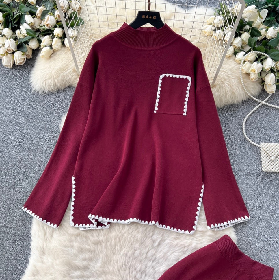 Loose-fit Sweater & Trousers Knitted 2Pcs