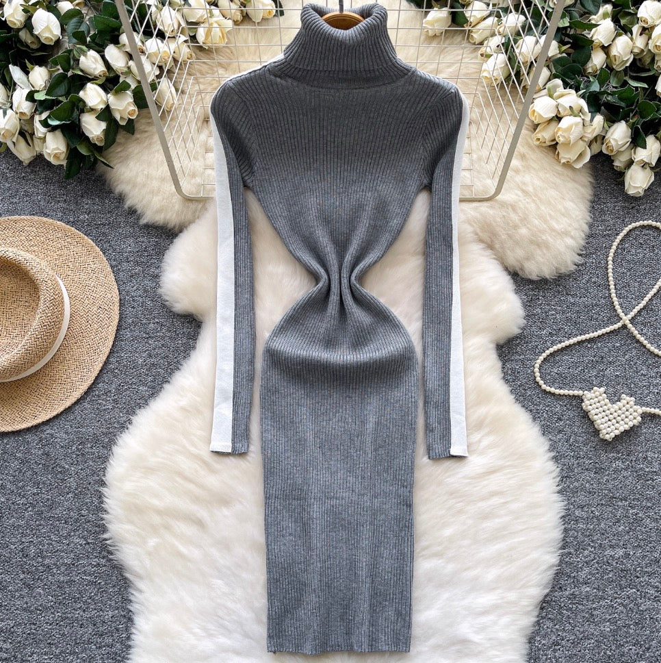 High-end Turtleneck Slim Knit Dress