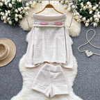 Bow-tie Sweater & Shorts Knitted 2Pcs