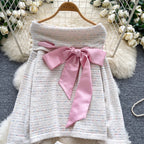 Bow-tie Sweater & Shorts Knitted 2Pcs