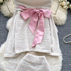 Bow-tie Sweater & Shorts Knitted 2Pcs