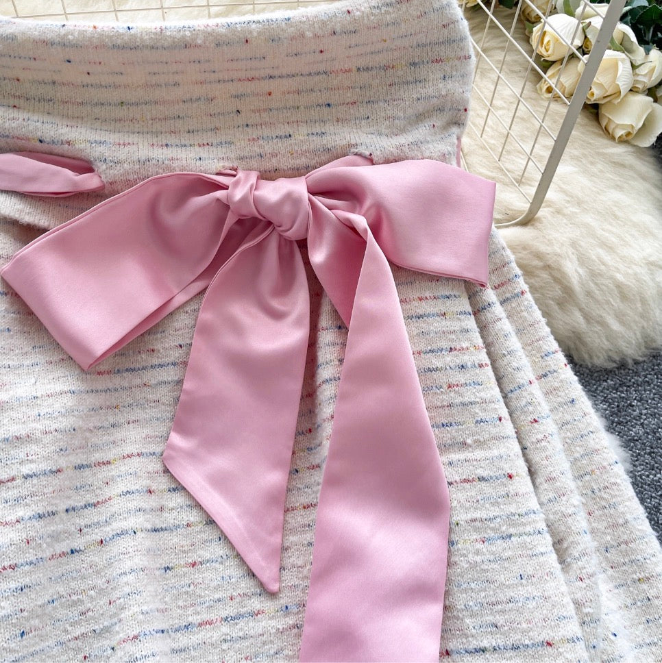 Bow-tie Sweater & Shorts Knitted 2Pcs