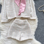 Bow-tie Sweater & Shorts Knitted 2Pcs