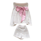 Bow-tie Sweater & Shorts Knitted 2Pcs