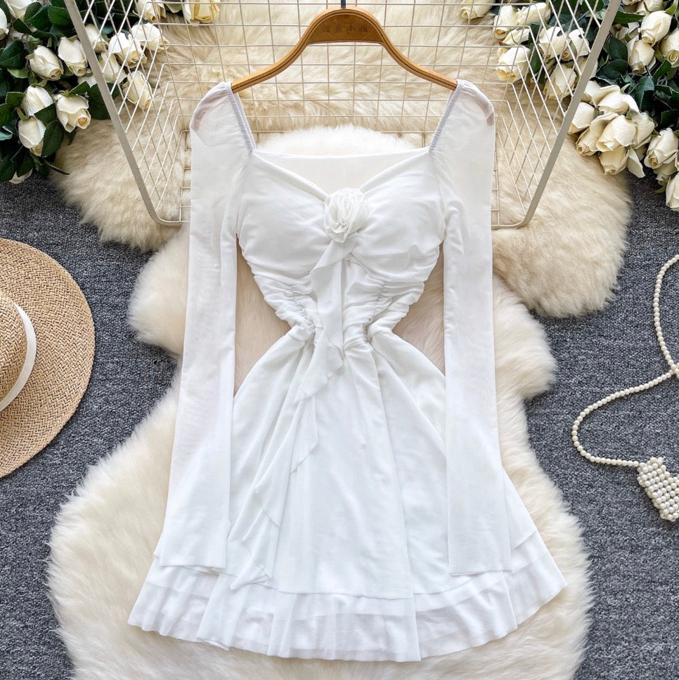 High-end 3D Floral Mesh Dress