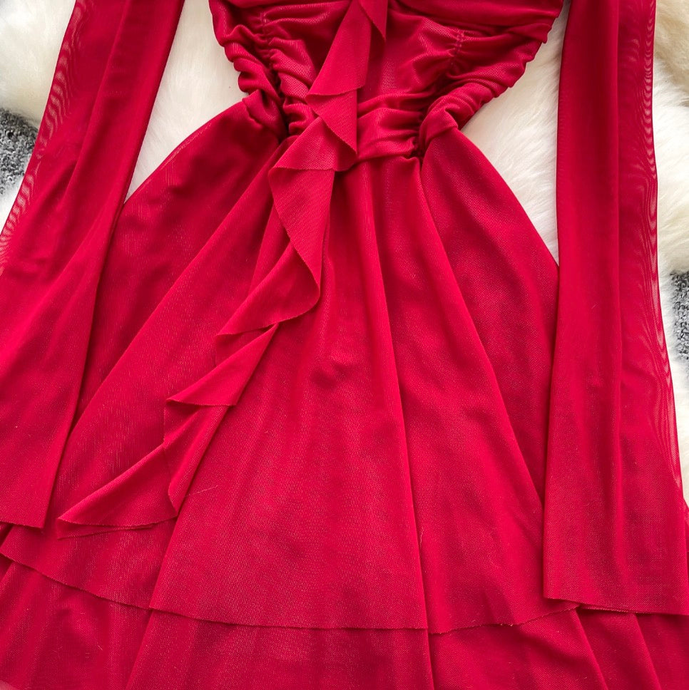 High-end 3D Floral Mesh Dress