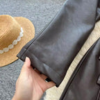 Vintage Suit Collar PU Trench Coat