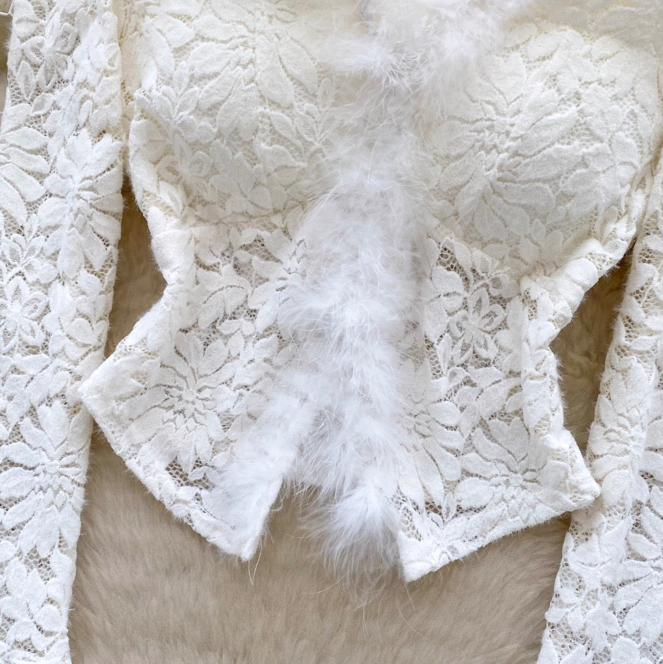 V-neck Furry Patchwork Bottoming Top