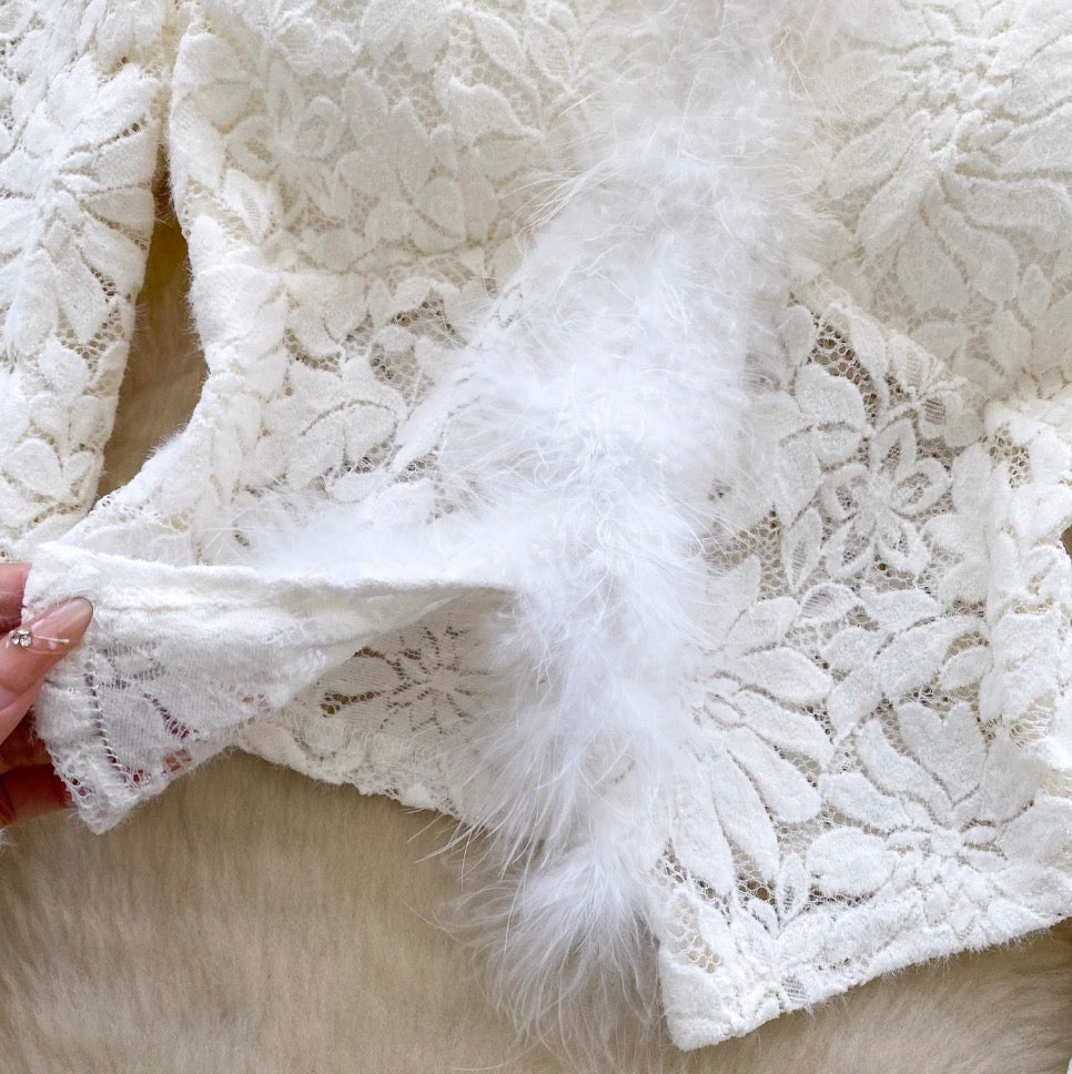V-neck Furry Patchwork Bottoming Top
