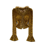 V-neck Furry Patchwork Bottoming Top