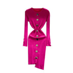 Crew Neck Solid Color Cardigan Dress