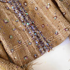 Beaded Furry Cardigan & Skirt 2Pcs