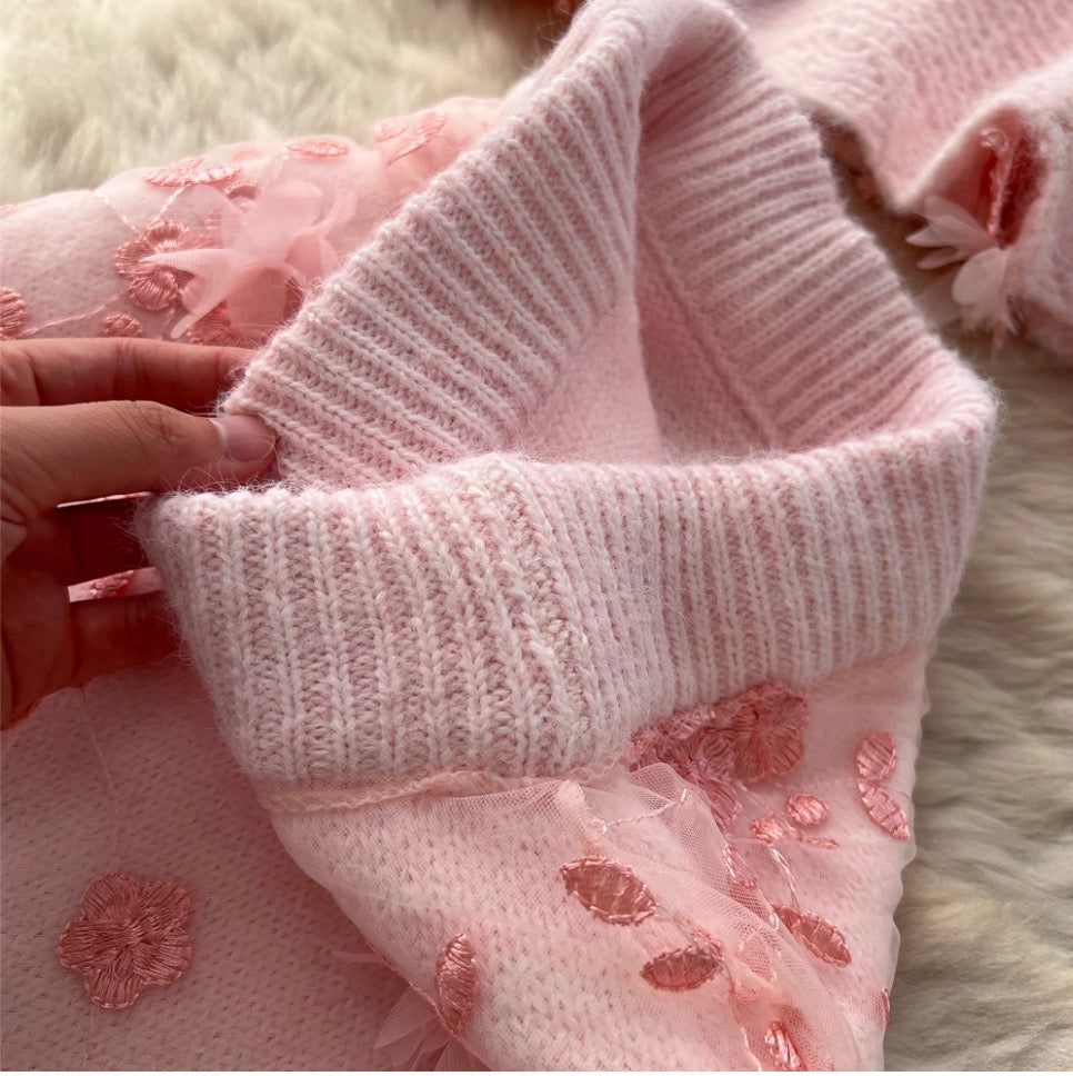 Sweetie Embroidered Cardigan & Skirt 2Pcs