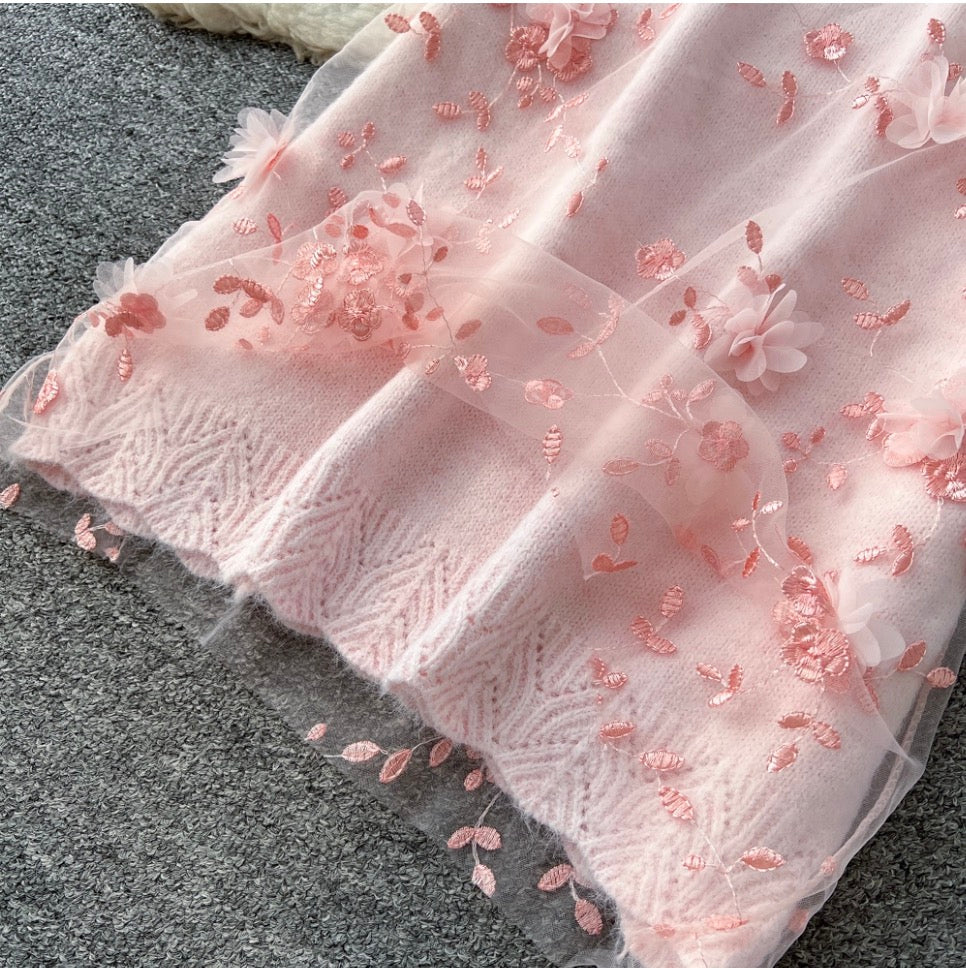 Sweetie Embroidered Cardigan & Skirt 2Pcs