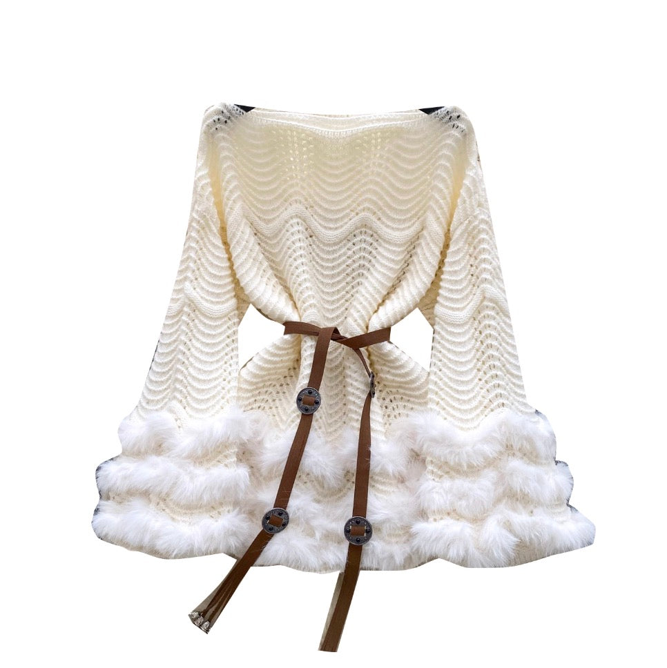 Furry Patchwork Loose-fit Knitwear