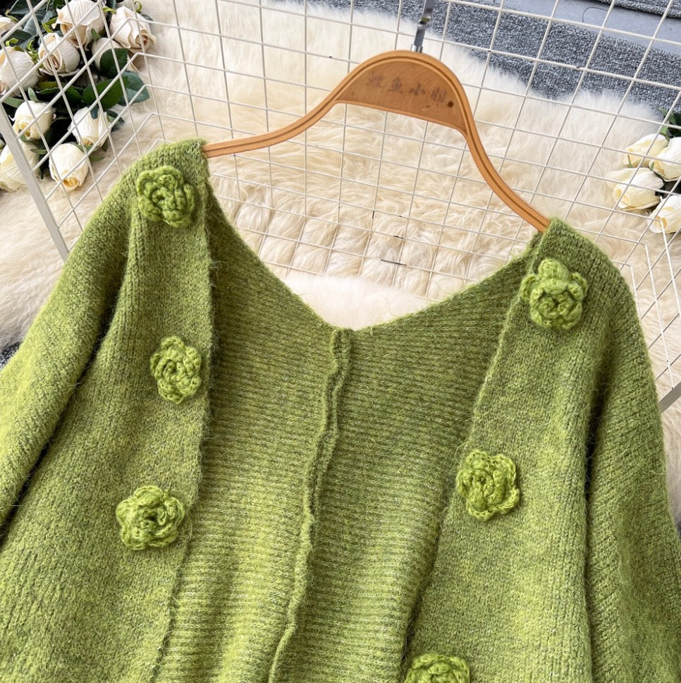 Lace Patchwork Dress & Cardigan 2Pcs