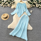 Asymmetric Knitwear & Skirt Knit 2Pcs