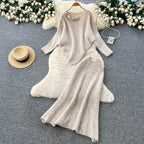 Asymmetric Knitwear & Skirt Knit 2Pcs